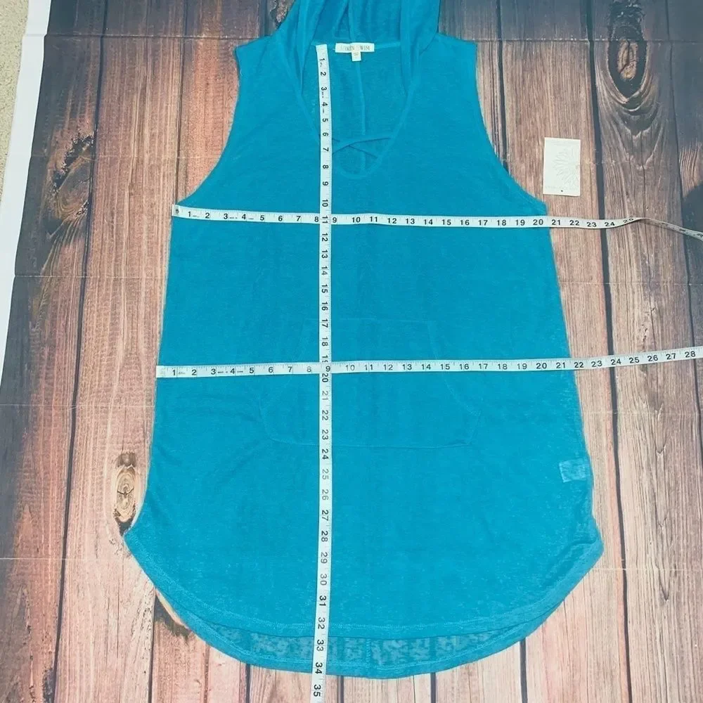 NWT Miken‎ Swim Cover Up X-Strap Sleeveless Hooded Size Large